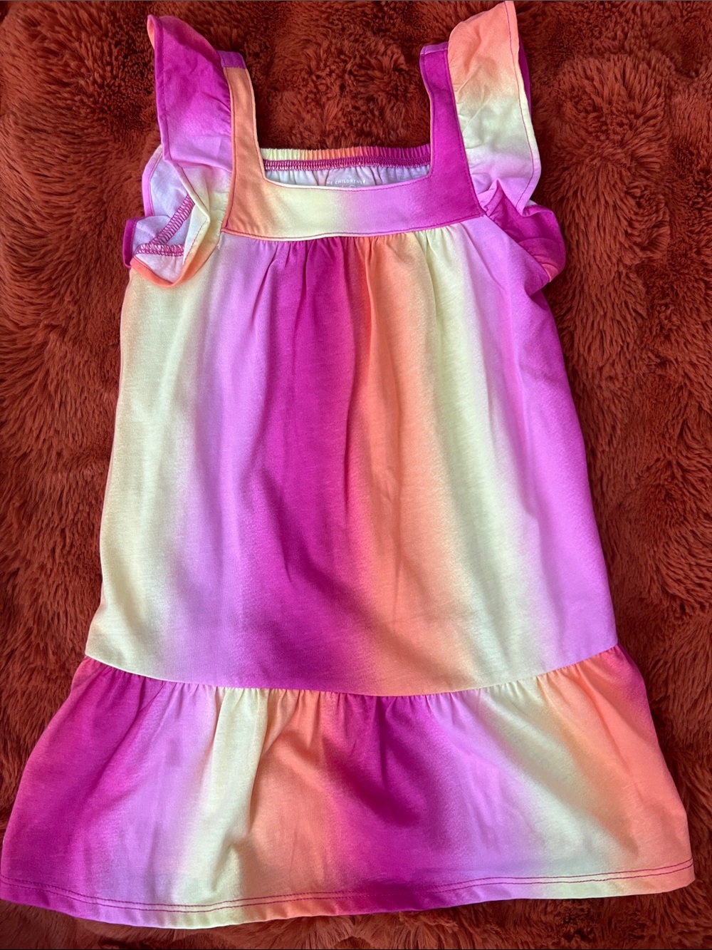 The Children's Place Pink and Peach Ombre Ruffle Strap Dress